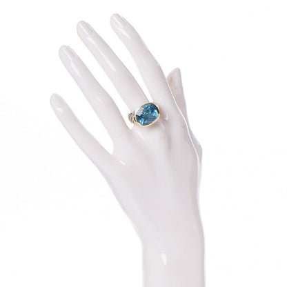 David Yurman Sterling Silver 14K Yellow Gold Blue Topaz 14mm Noblesse Ring 54 6.75 2 of 6