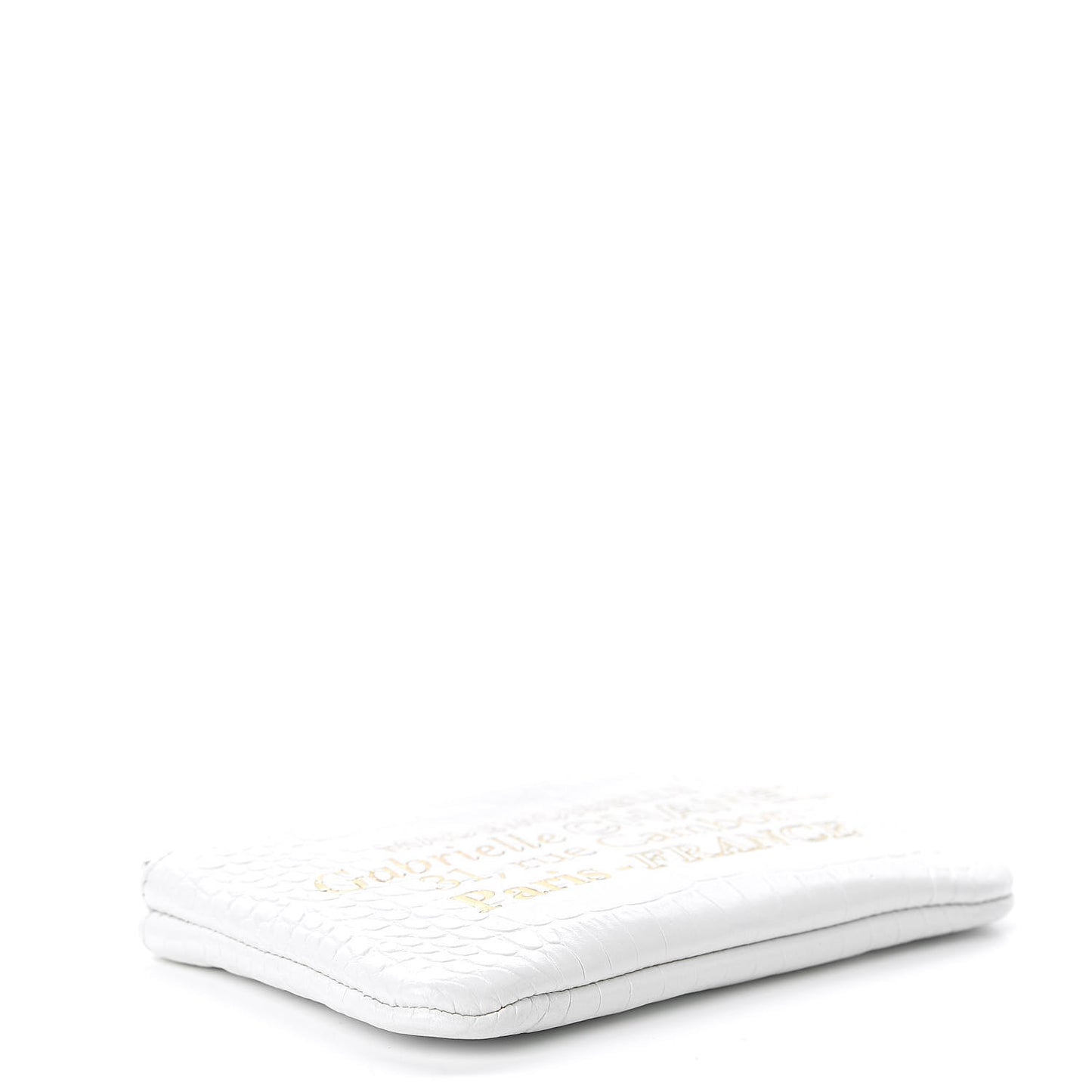 Calfskin Crocodile Embossed Cocodile Cosmetic Case White Gold