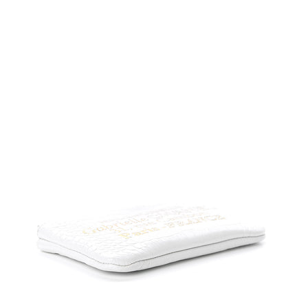 Chanel Calfskin Crocodile Embossed Cocodile Cosmetic Case White Gold 4 of 8