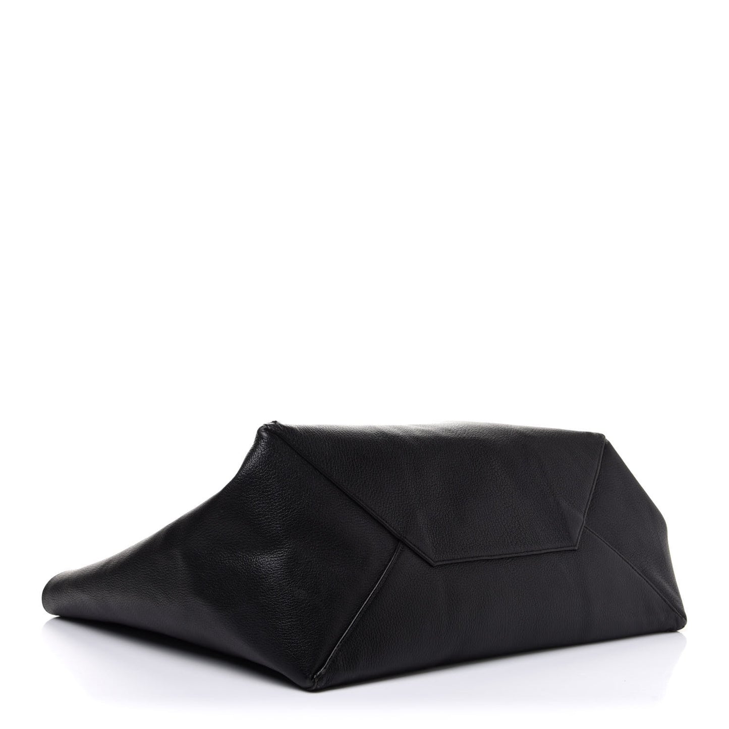 Smooth Lambskin Horizontal Zipper Gusset Cabas Black