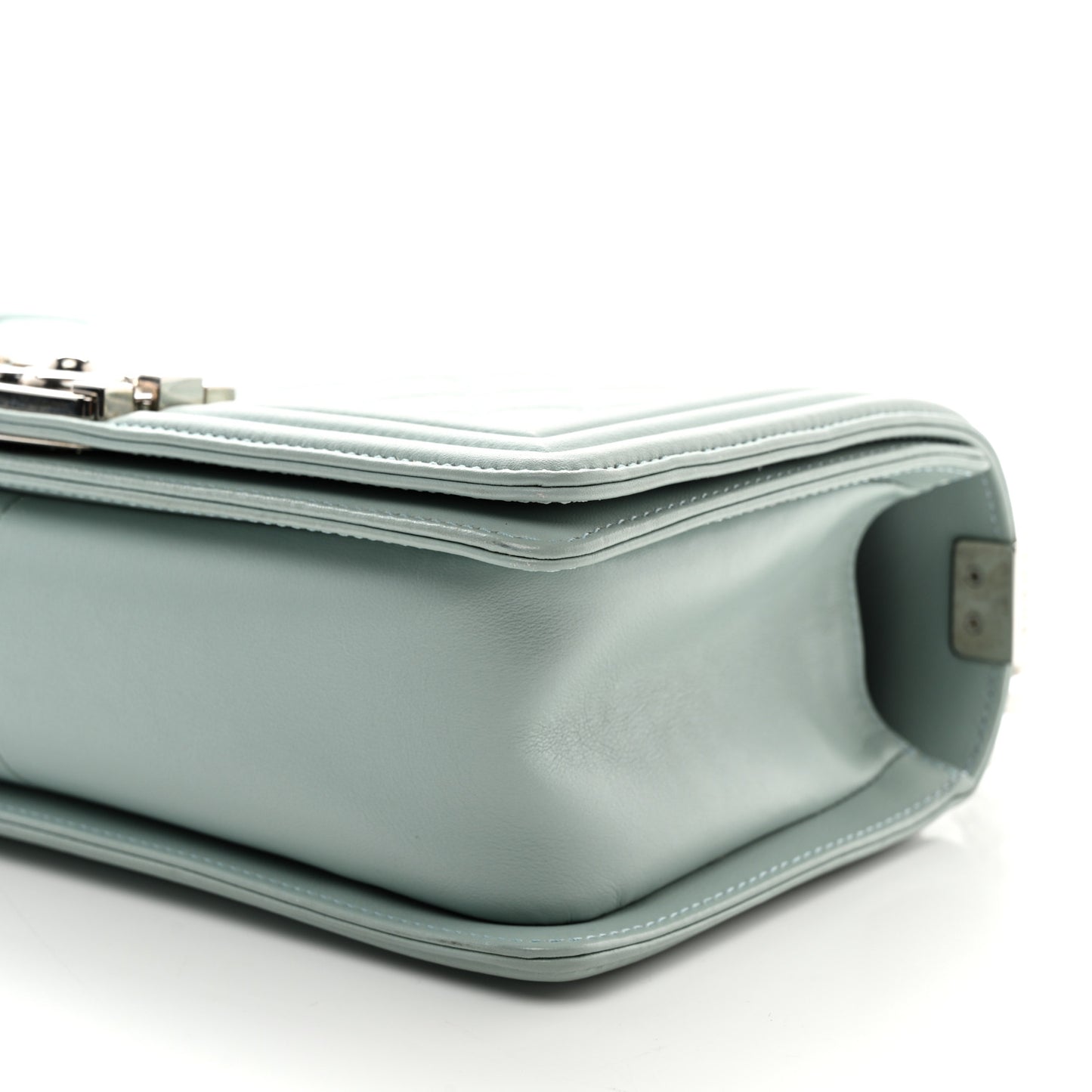 Lambskin Quilted Medium Boy Flap Light Blue