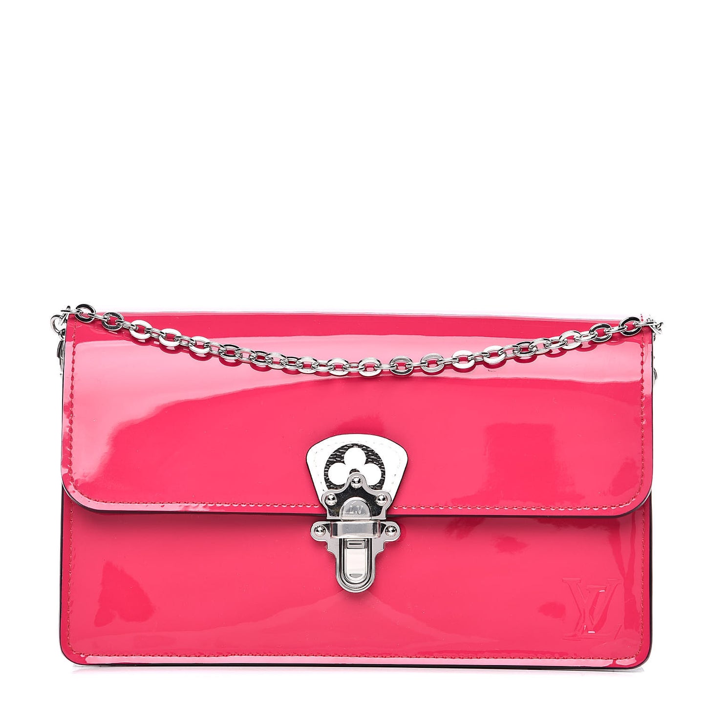 Patent Calfskin Monogram Cherrywood Chain Wallet Berlingot Pink