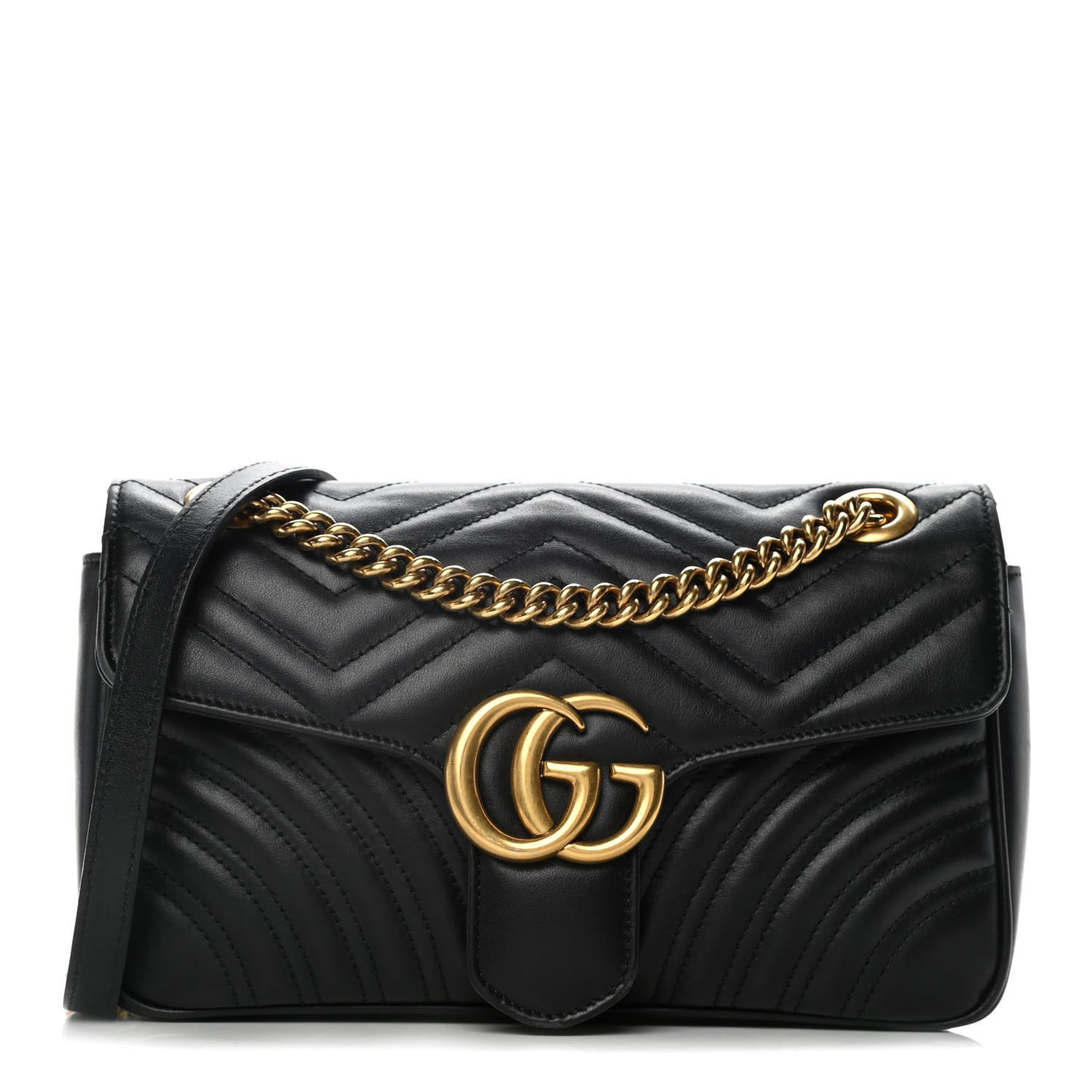 Calfskin Matelasse Small GG Marmont Shoulder Bag Black