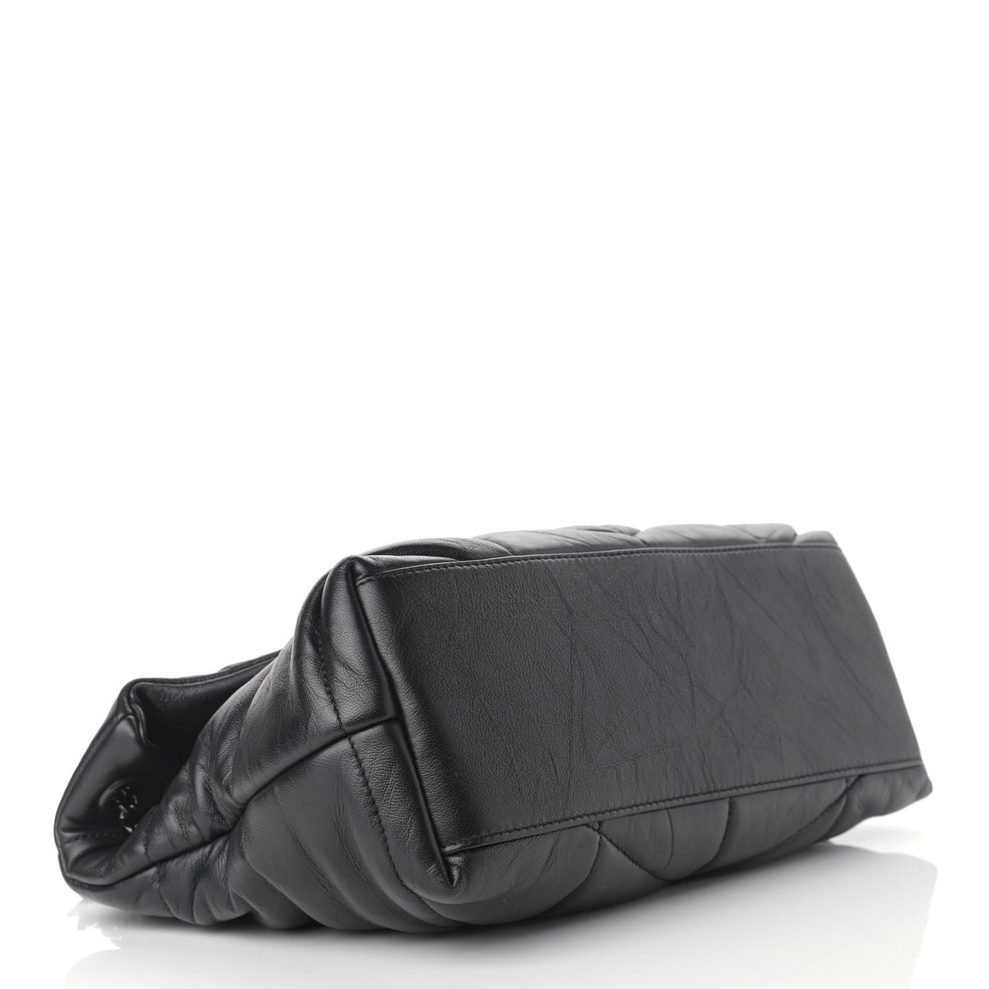 Lambskin Quilted Small Loulou Puffer Monogram Chain Satchel Black