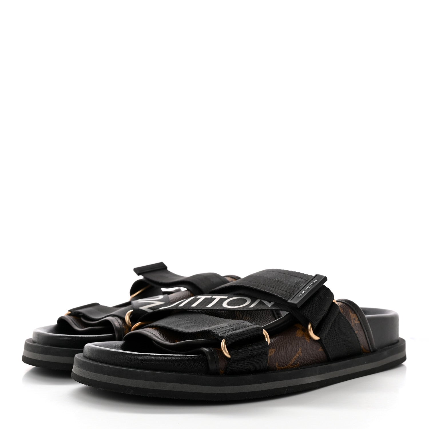 Louis Vuitton Monogram Eclipse Mens Honolulu Mules 7.5 Black 3 of 14