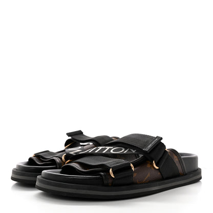 Louis Vuitton Monogram Eclipse Mens Honolulu Mules 7.5 Black 3 of 14