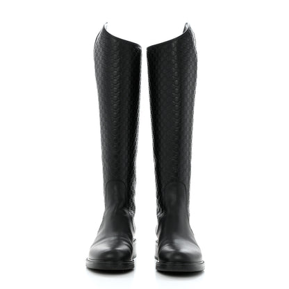 Gucci Microguccissima Knee High Riding Boots 37.5 Black 2 of 11