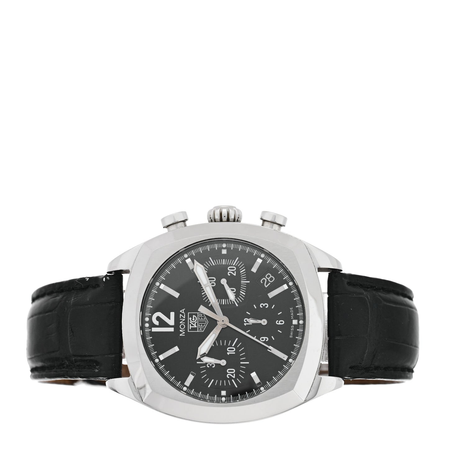 Stainless Steel Alligator 38mm Monza Chronograph Automatic Watch Black CR2113-0