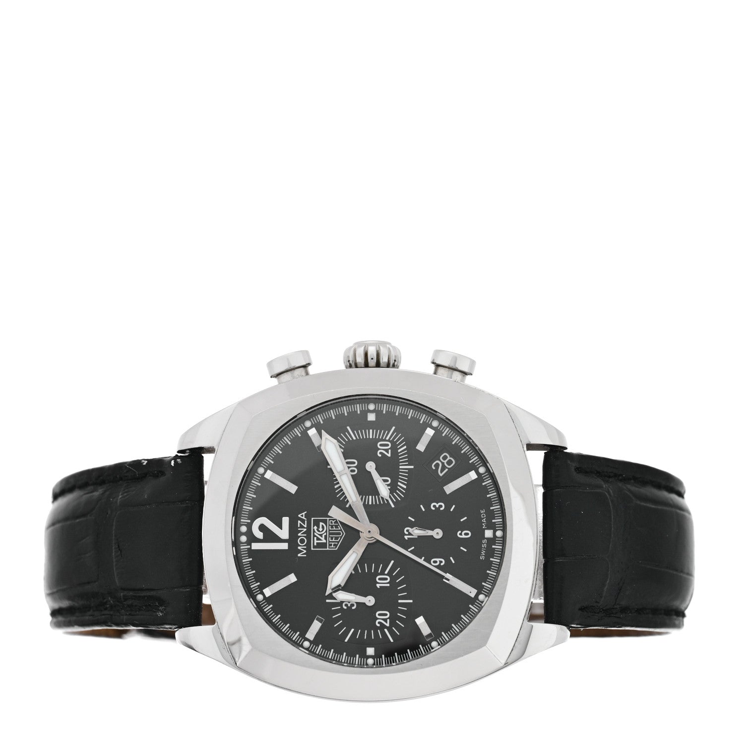 Tag Heuer Stainless Steel Alligator 38mm Monza Chronograph Automatic Watch Black CR2113-0 2 of 4