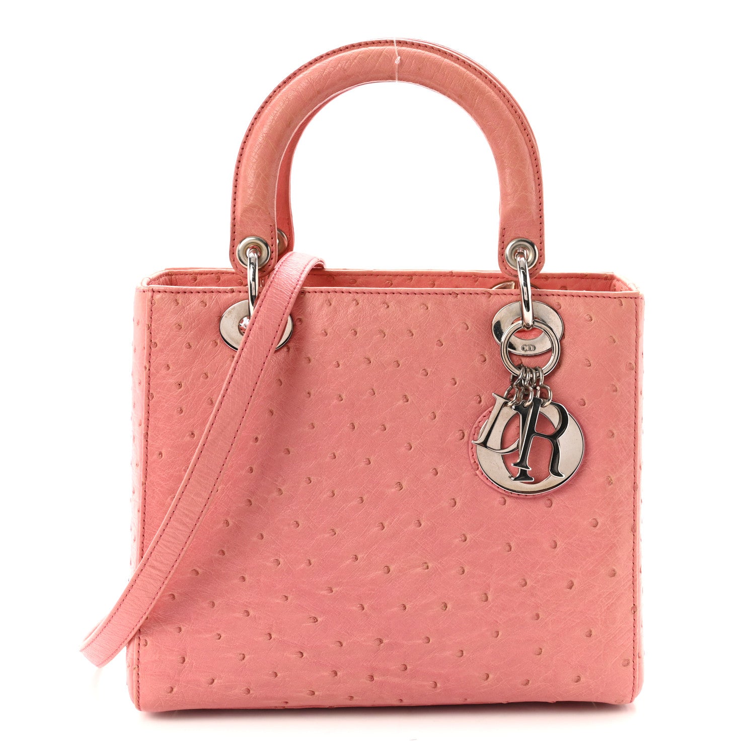 Christian Dior Ostrich Medium Lady Dior Pink 1 of 10