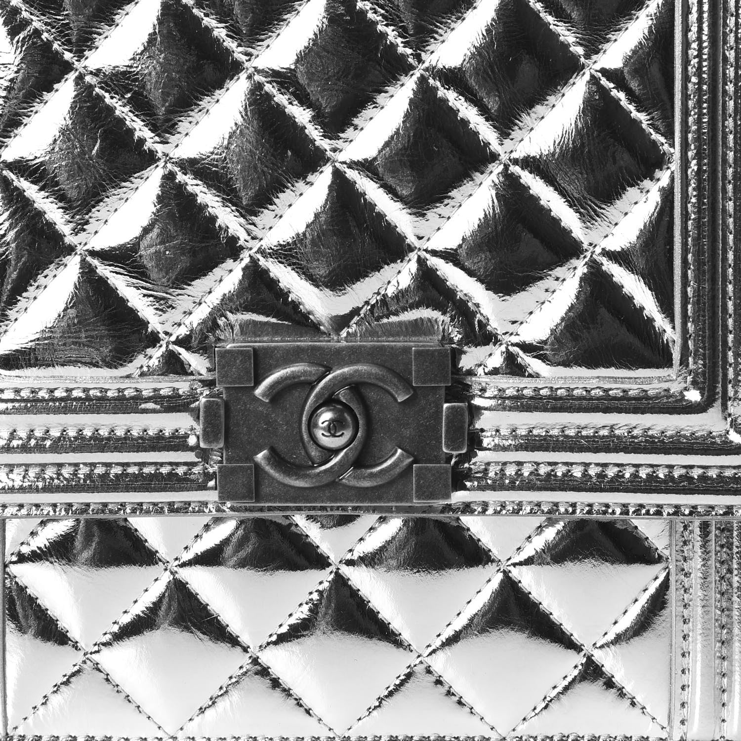 Chanel Metallic Goatskin Quilted North South Boy Flap Silver 9 of 10