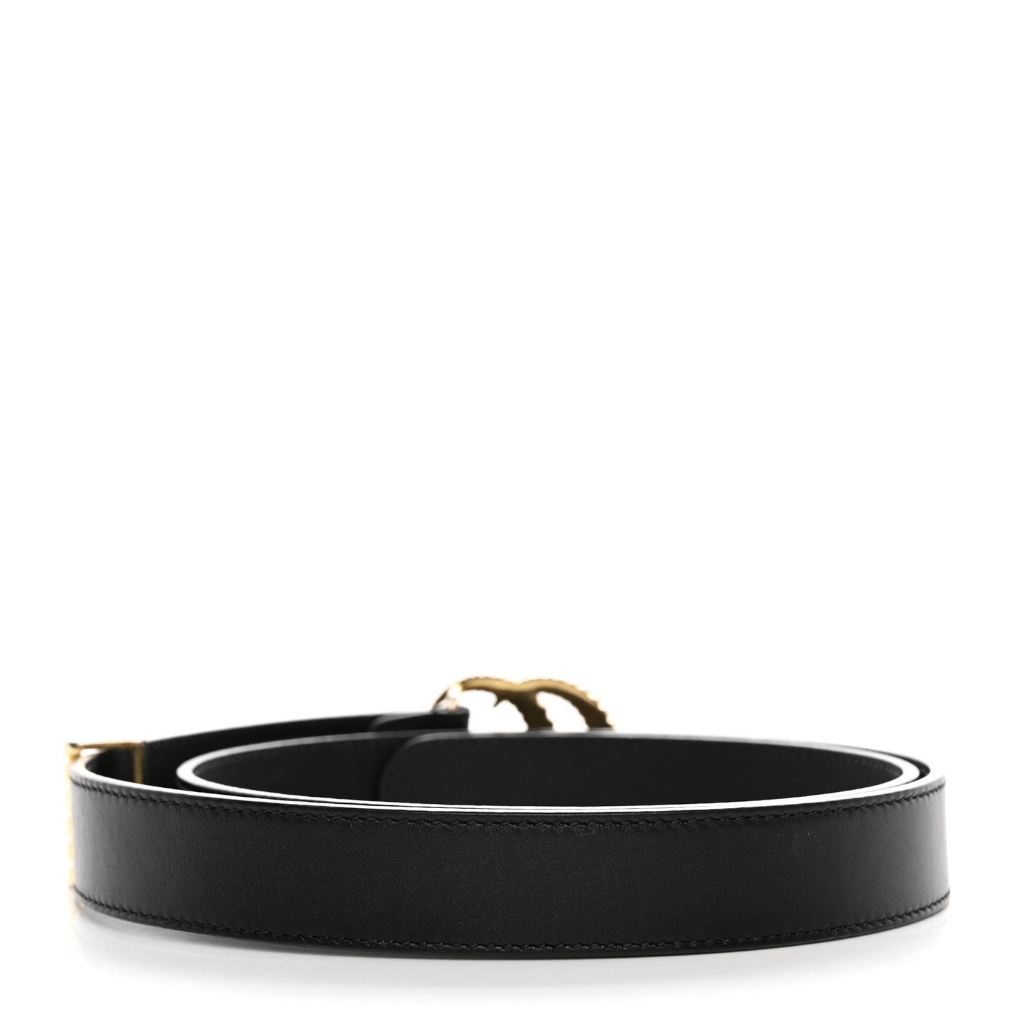 Moon Calfskin Torchon Double G 25mm Belt 80 32 Black