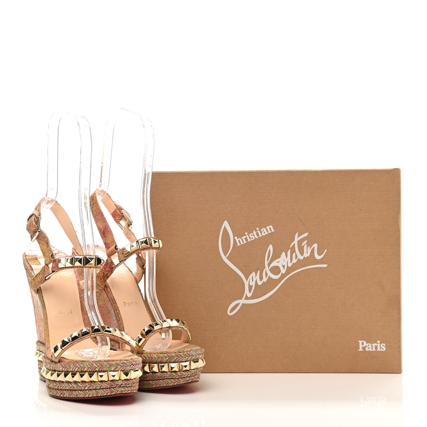 Cork Bloom Print Cataclou 140 Wedge Sandals 39 Multicolor Light Gold