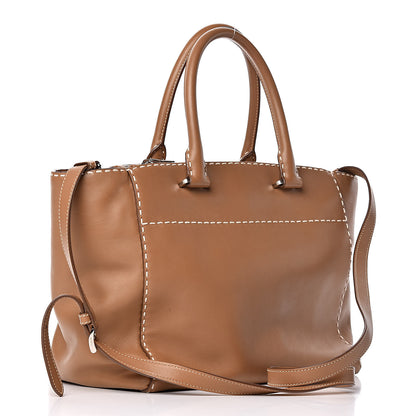 Prada City Calf Small Hand Stitched Galleria Double Zip Tote Caramel 3 of 12
