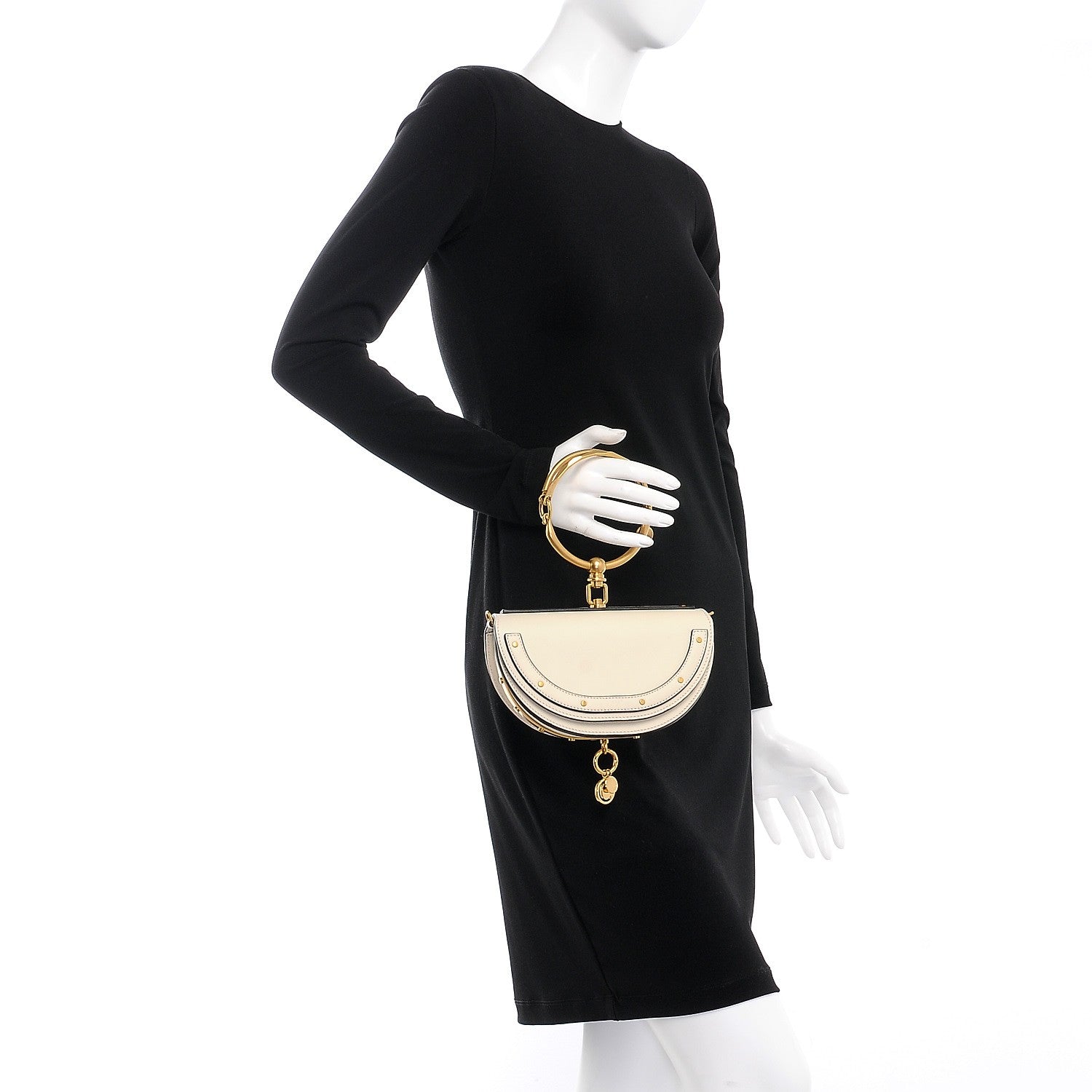 Chloe Calfskin Small Nile Bracelet Minaudiere Bag Off White 3 of 10