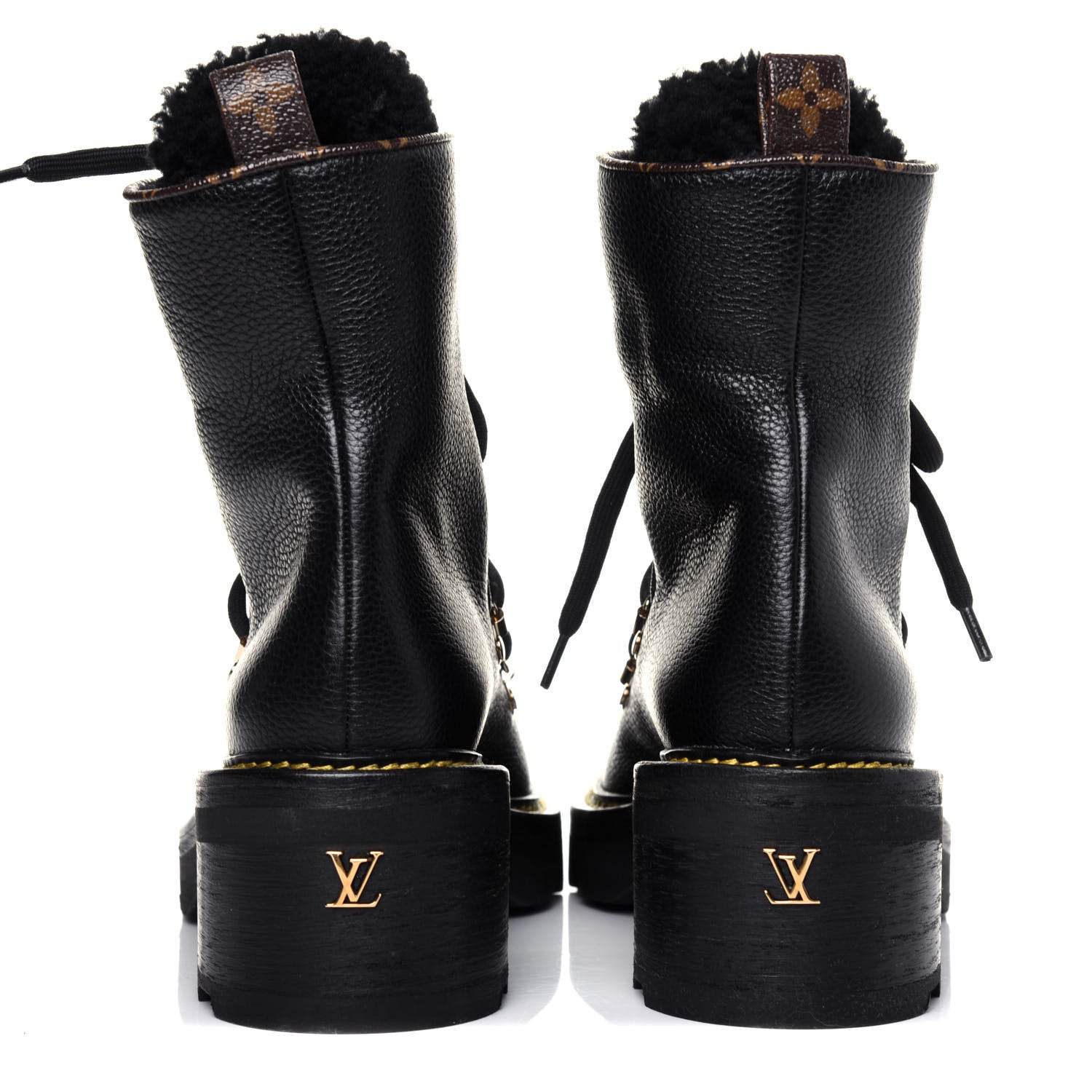 Louis Vuitton Grained Calfskin Shearling LV Beaubourg Ankle Boots 38 Black 9 of 10