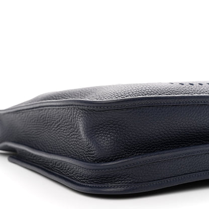 Hermes Taurillon Clemence Quadrille Evelyne III PM Bleu Nuit Bleu Saphir Anemone Capucine 9 of 10
