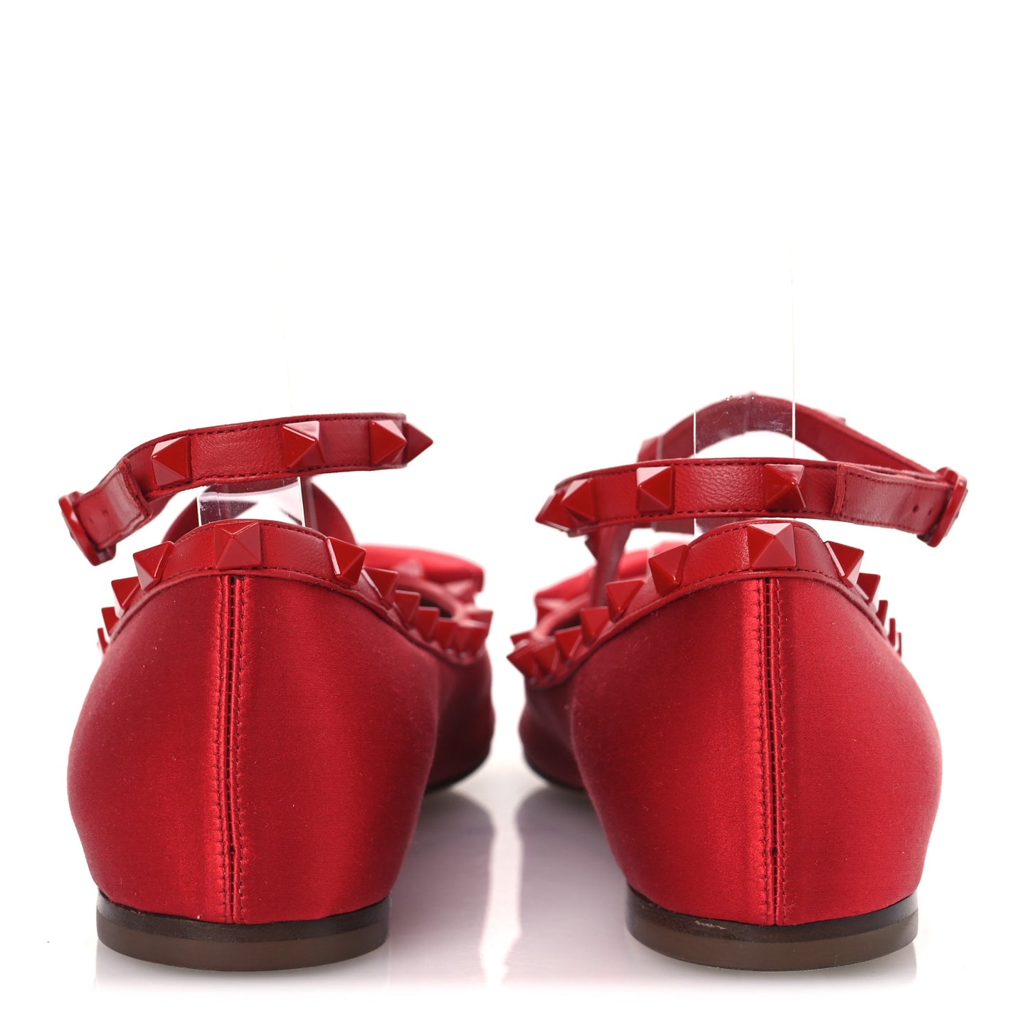 Satin Nappa Rockstud Ballerina Flats 40 Rouge Pur