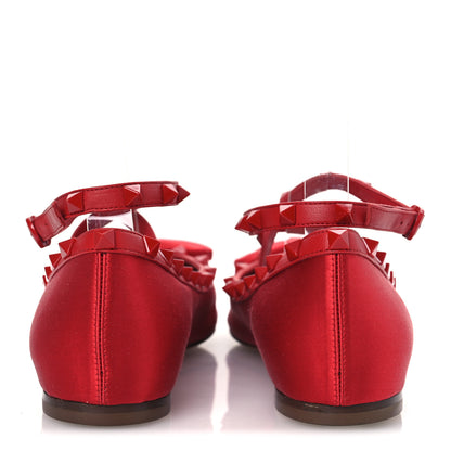 Valentino Garavani Satin Nappa Rockstud Ballerina Flats 40 Rouge Pur 6 of 11