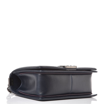 Chanel Calfskin Embossed Medium Paris Salzburg Boy Flap Navy 4 of 10