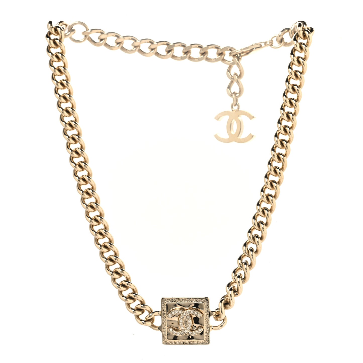 Metal Crystal CC Choker Gold