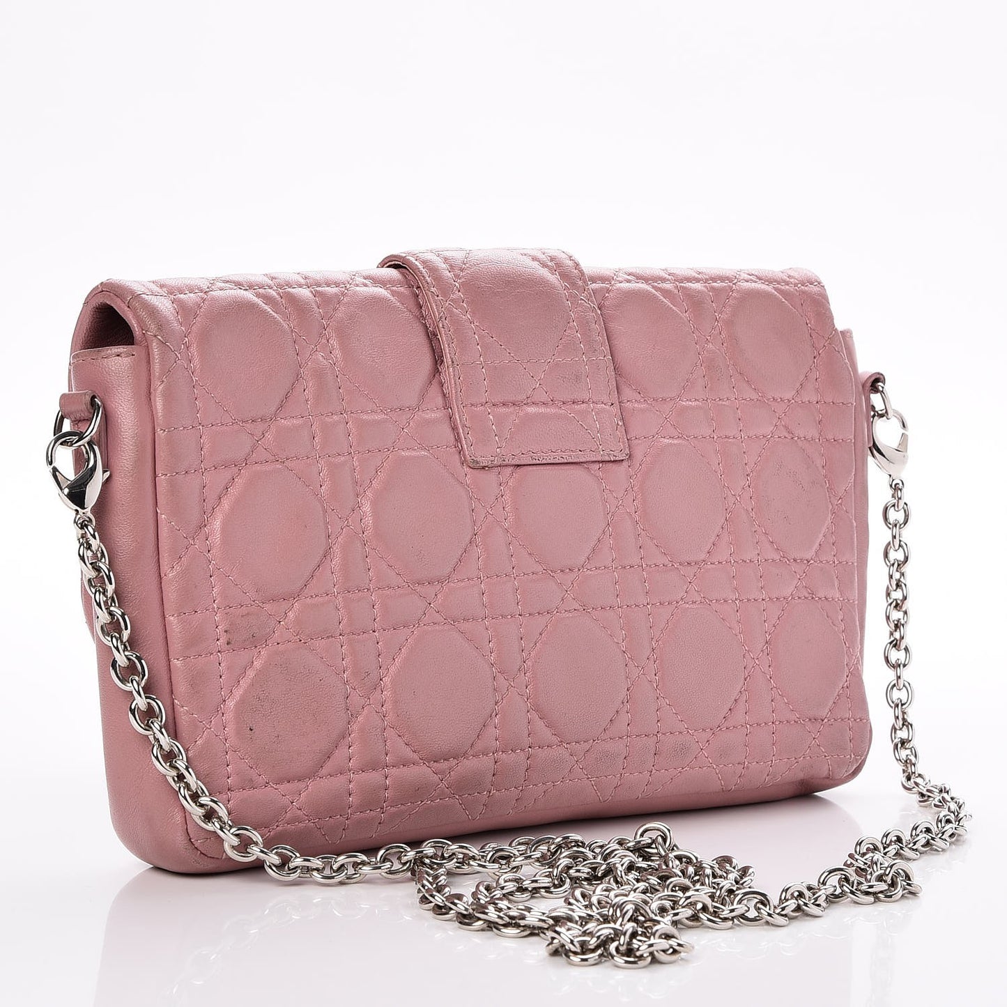 Lambskin Cannage New Lock Pouch Magnolia