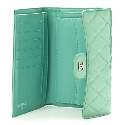 Chanel Patent Quilted Long Flap Wallet Green 5 of 10