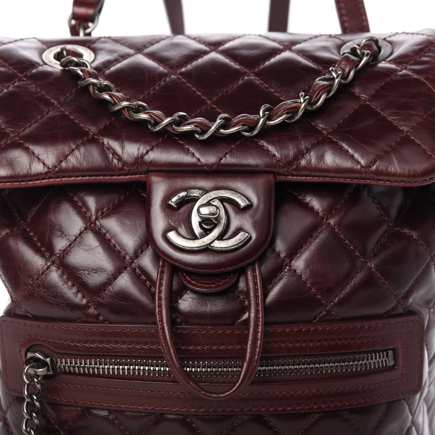 Chanel Glazed Calfskin Quilted Small Salzburg Backpack Burgundy 10 of 10