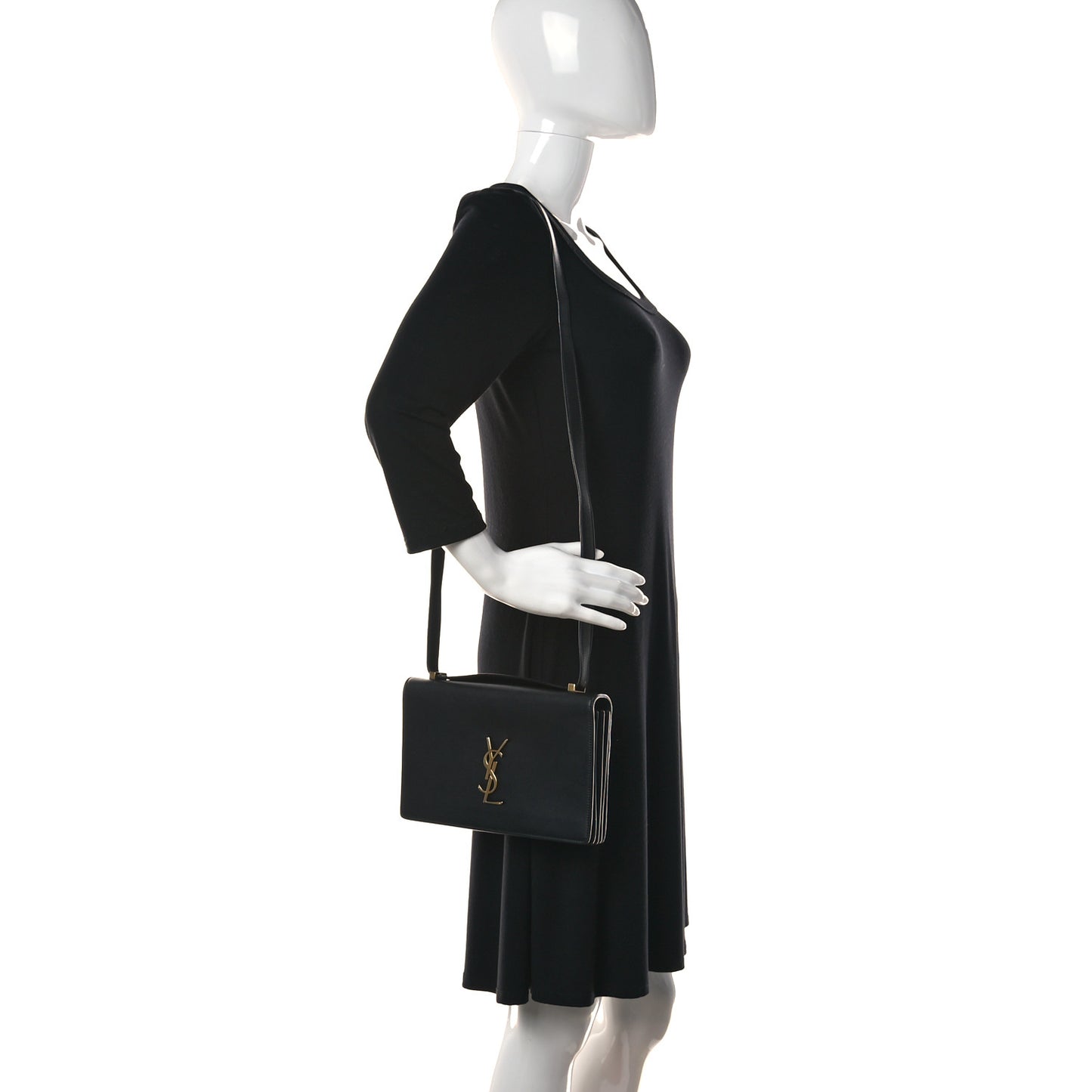 Calfskin Monogram Small Dylan Shoulder Bag Black