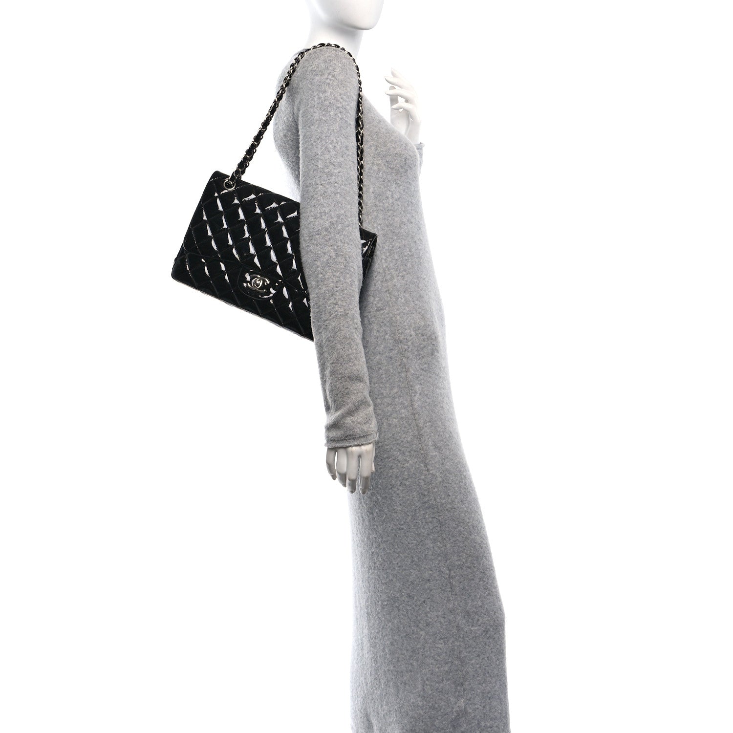 Chanel Patent Quilted Jumbo Double Flap Black 2 of 10