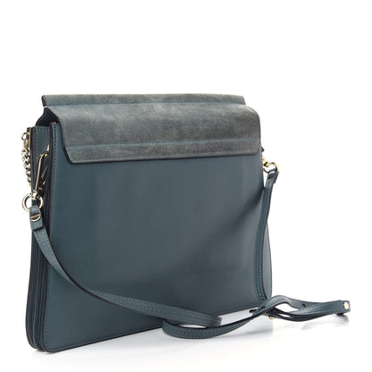 Chloe Suede Calfskin Medium Faye Shoulder Bag Cloudy Blue 3 of 9