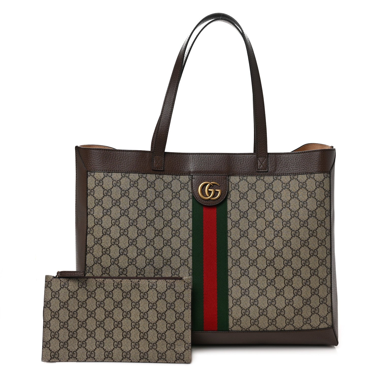 Gucci GG Supreme Monogram Web Ophidia Tote Brown 1 of 10