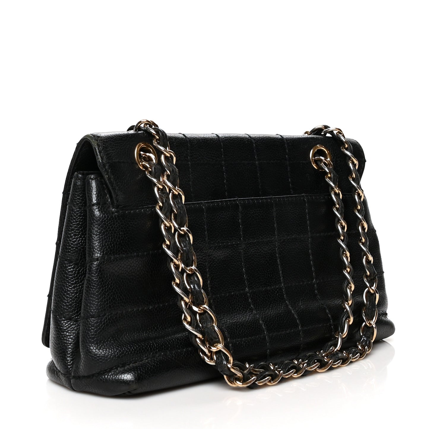Caviar Square Stitched Small Flap Black