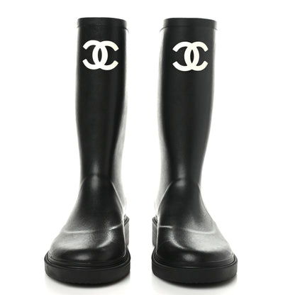 Chanel Caoutchouk CC High Boots 38 Black 2 of 8