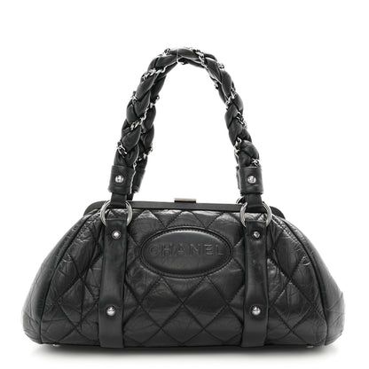 Chanel Distressed Lambskin Lady Braid Frame Bowler Black 1 of 11