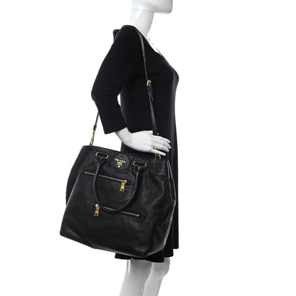 Prada Soft Calf Tote Black 2 of 11