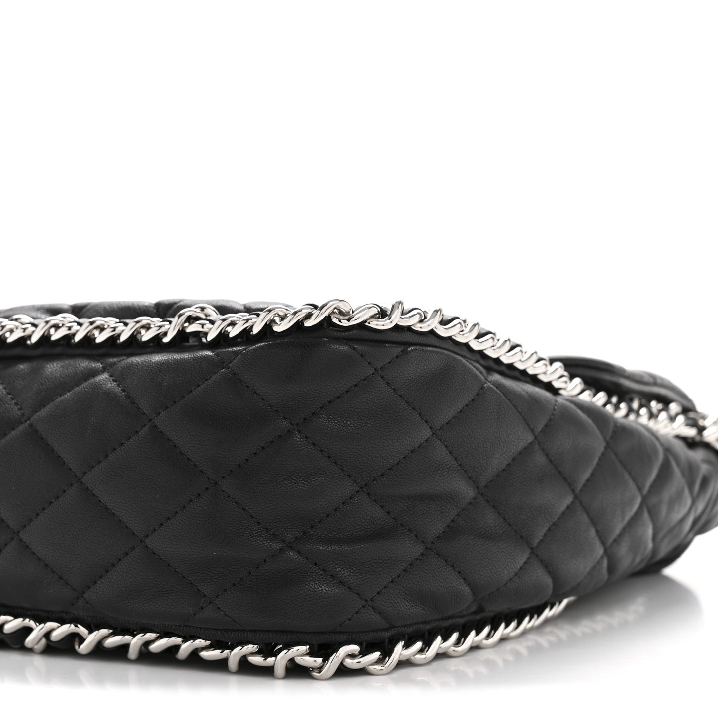 Washed Lambskin Quilted Maxi Chain Around Flap Black