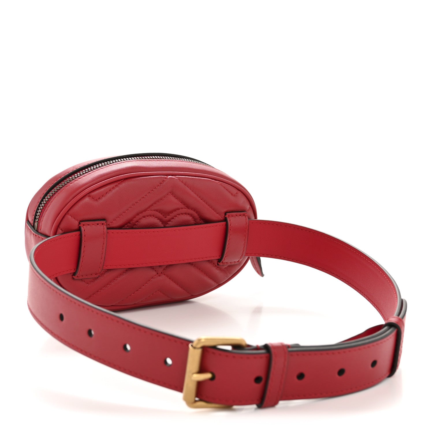 Gucci Calfskin Matelasse GG Marmont Belt Bag 75 30 Hibiscus Red 3 of 10