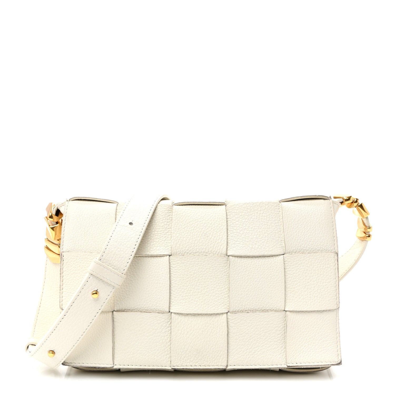 Bottega Veneta Grained Calfskin Maxi Intrecciato Cassette Crossbody Bag White 1 of 9