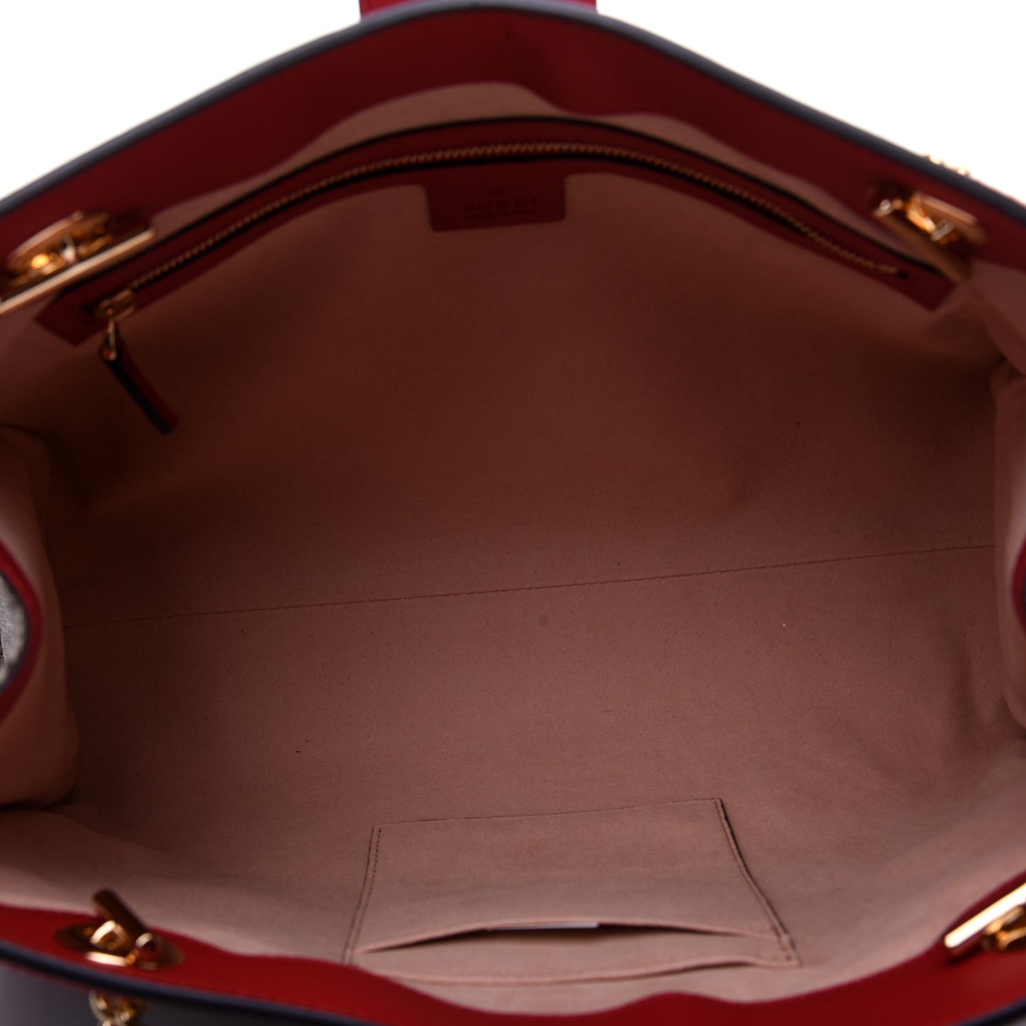 GG Supreme Monogram Medium Padlock Tote Hibiscus Red