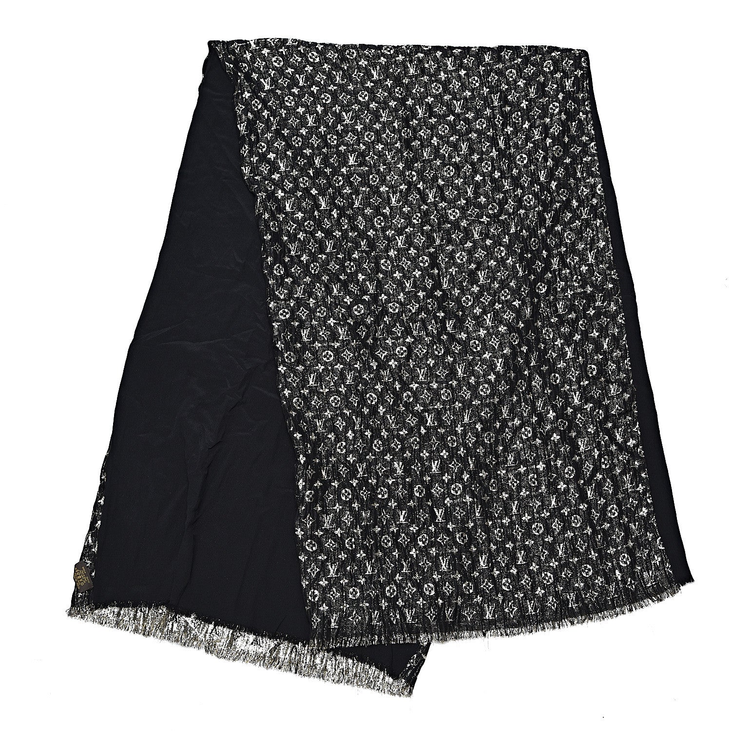Louis Vuitton Silk Monogram So Glitter Stole Black 3 of 5