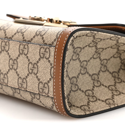 Gucci GG Supreme Monogram Small Padlock Top Handle Shoulder Bag Beige Ebony Dark Brown 10 of 11