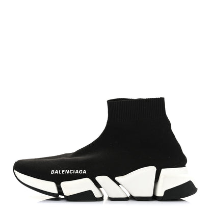 Balenciaga Technical 3D Recycled Knit Bi-Color Sole Womens Speed 2.0 Sneakers 37 Black White 1 of 13