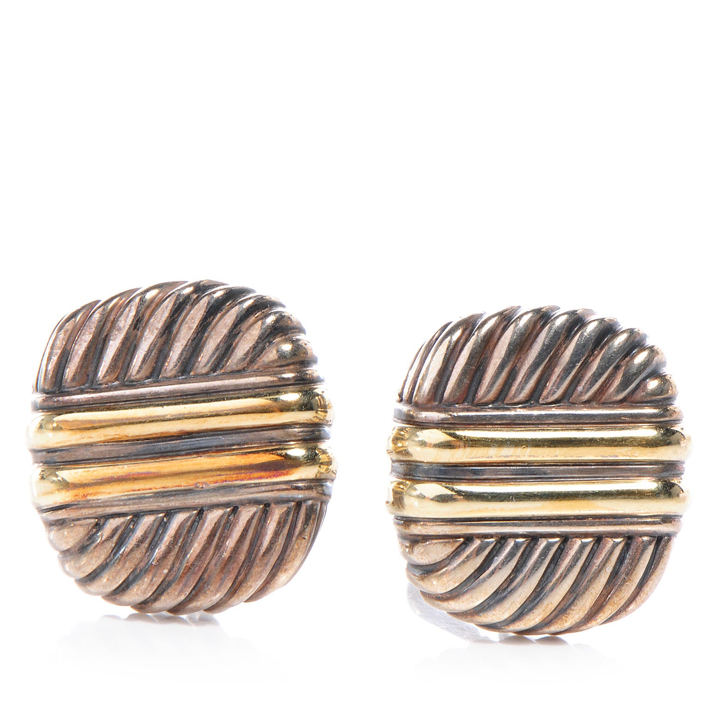 14k Yellow Gold and Sterling Silver Stud Earrings