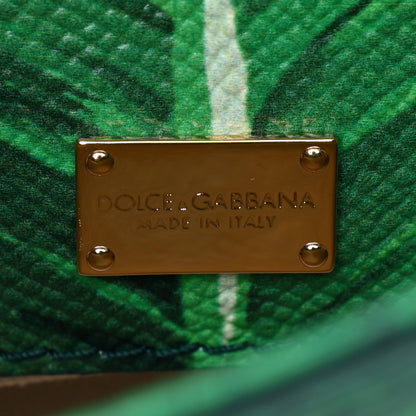 Dolce & Gabbana Dauphine Banana Leaf Print Small Miss Sicily Satchel Green White 7 of 7
