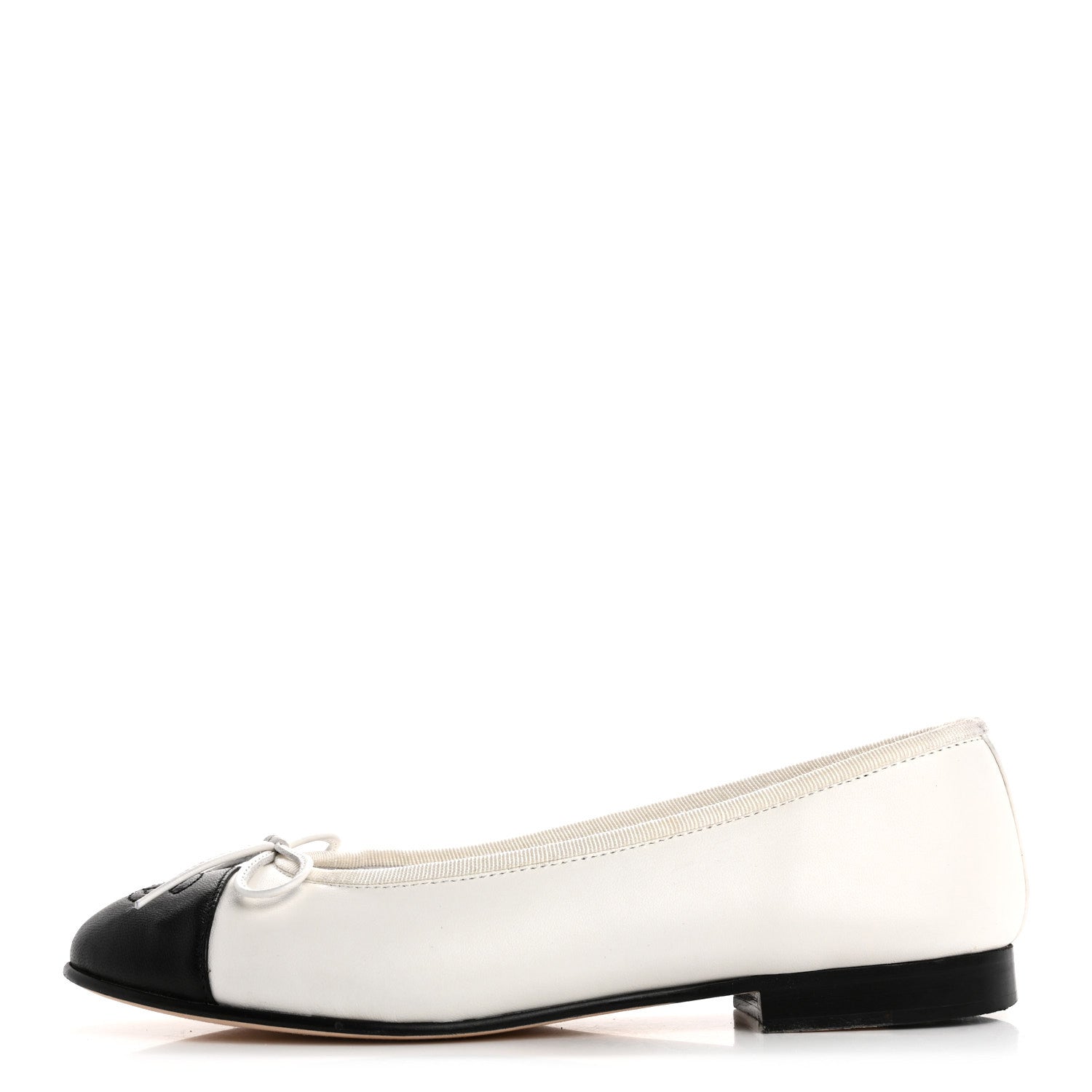 Chanel Lambskin Cap Toe CC Ballerina Flats 36 White Black 1 of 12