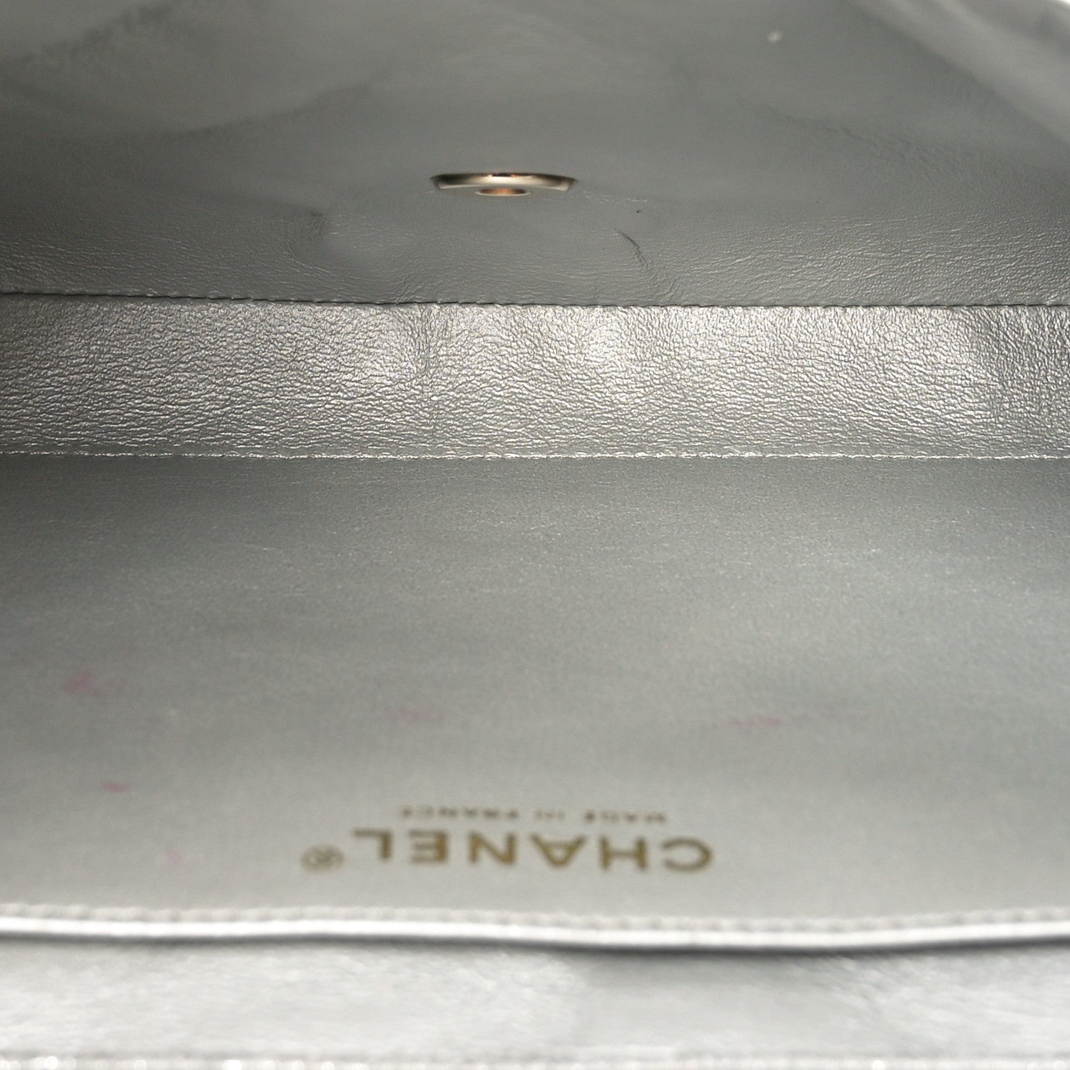 Chanel Iridescent Calfskin Quilted Clutch With Chain Flap Silver 5 of 11
