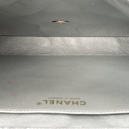 Chanel Iridescent Calfskin Quilted Clutch With Chain Flap Silver 5 of 11