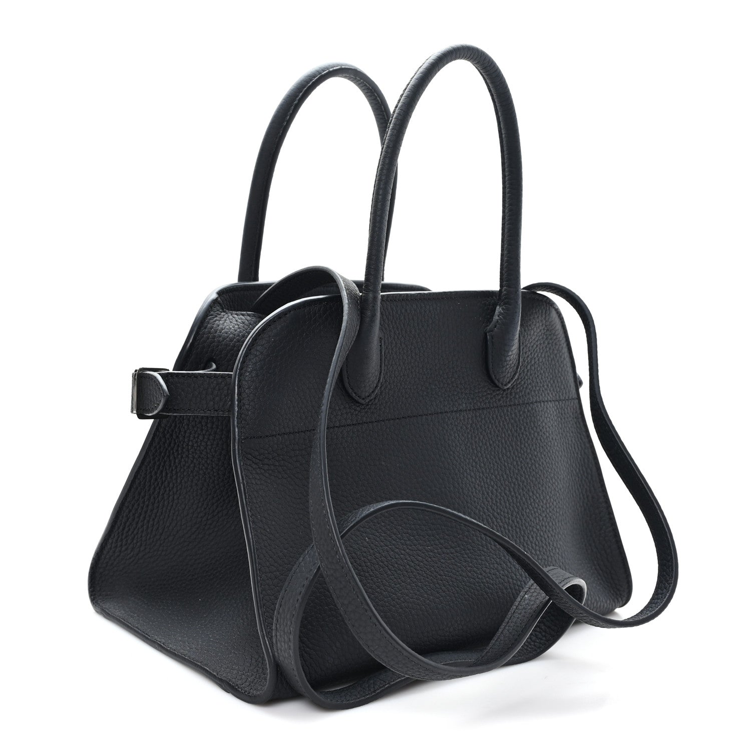 The Row Grained Calfskin Soft Margaux 10 Bag Black Black 3 of 9