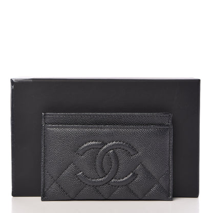 Chanel Metallic Caviar Quilted CC Card Holder Dark Grey 9 of 9